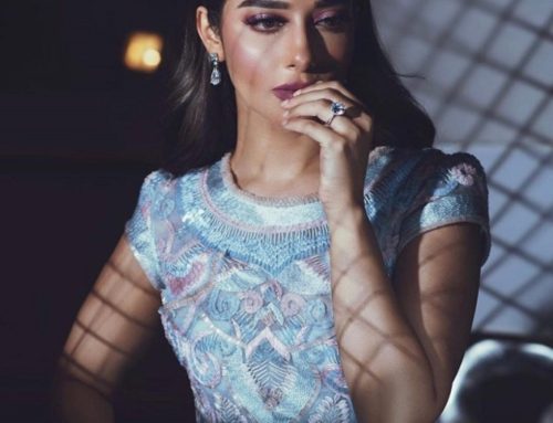 Balqees Fathi makes a style statement in a stunning Abbas Harajli floor-length embroidered dress for her event in Dubai.